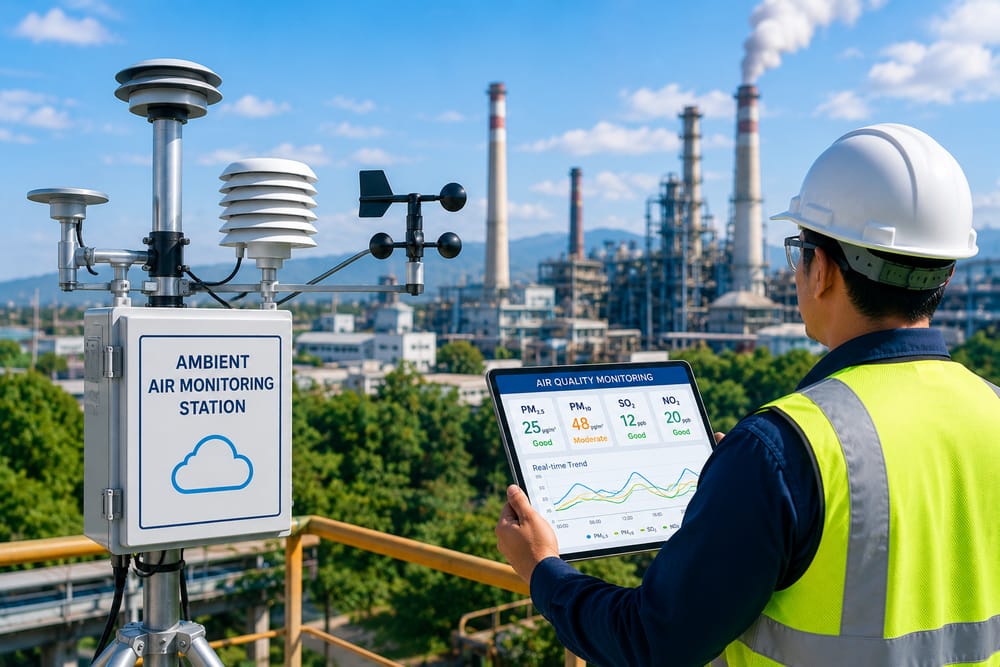Ambient air quality monitoring at industrial boundary in Gujarat